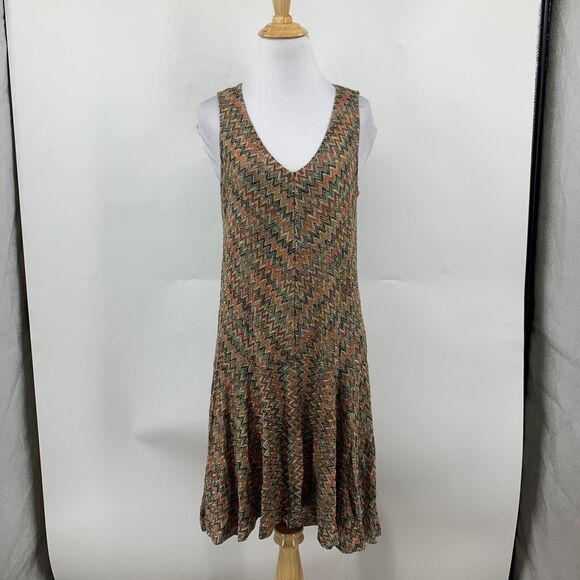 Maeve Dress Women Small Multi Westwear Knit Chevron V Neck High Low Tiered *READ - Picture 2 of 16